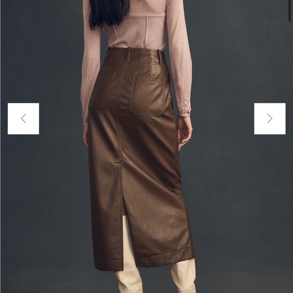 Faux brown leather Anthropologie Maeve skirt, size large. Perfect for fall! - Picture 3 of 7